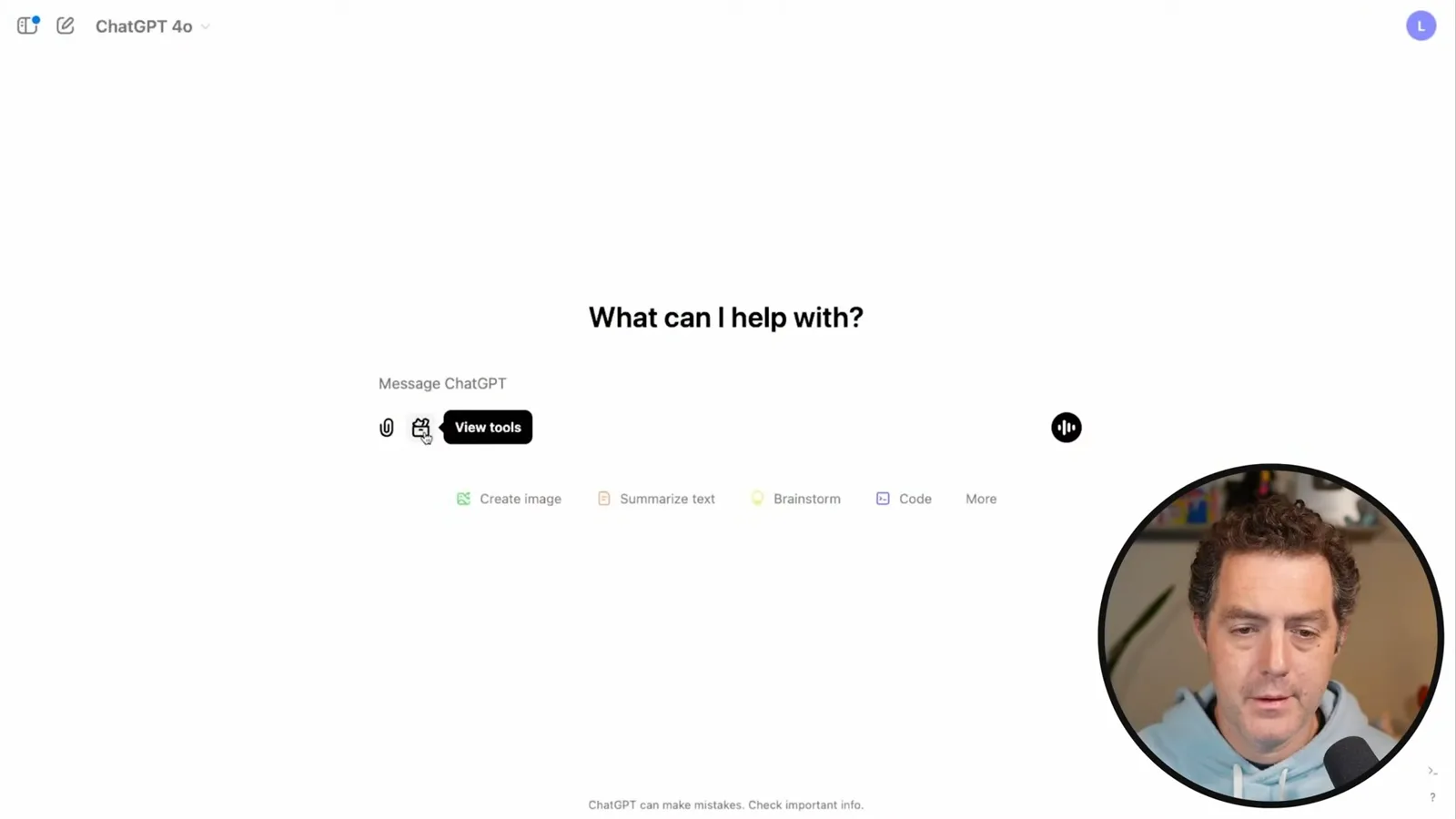 Opening the tools menu