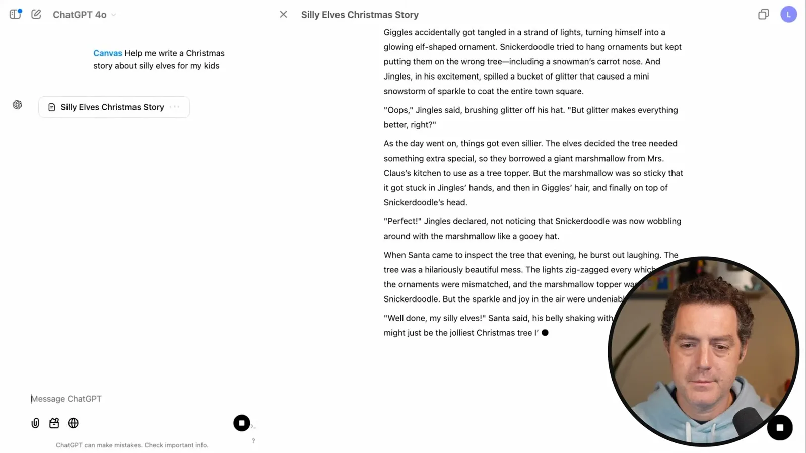 Story and chat side by side