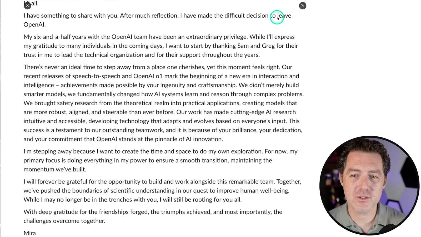 Murati’s departure note