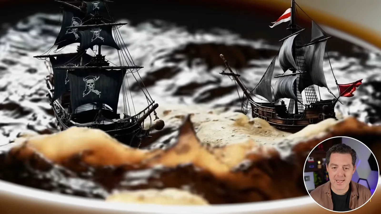 Pirate ships in a cup of coffee