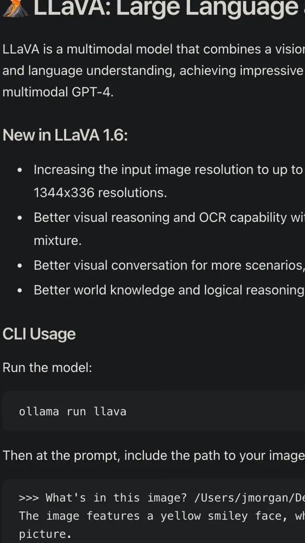 Ollama command for LLaVA
