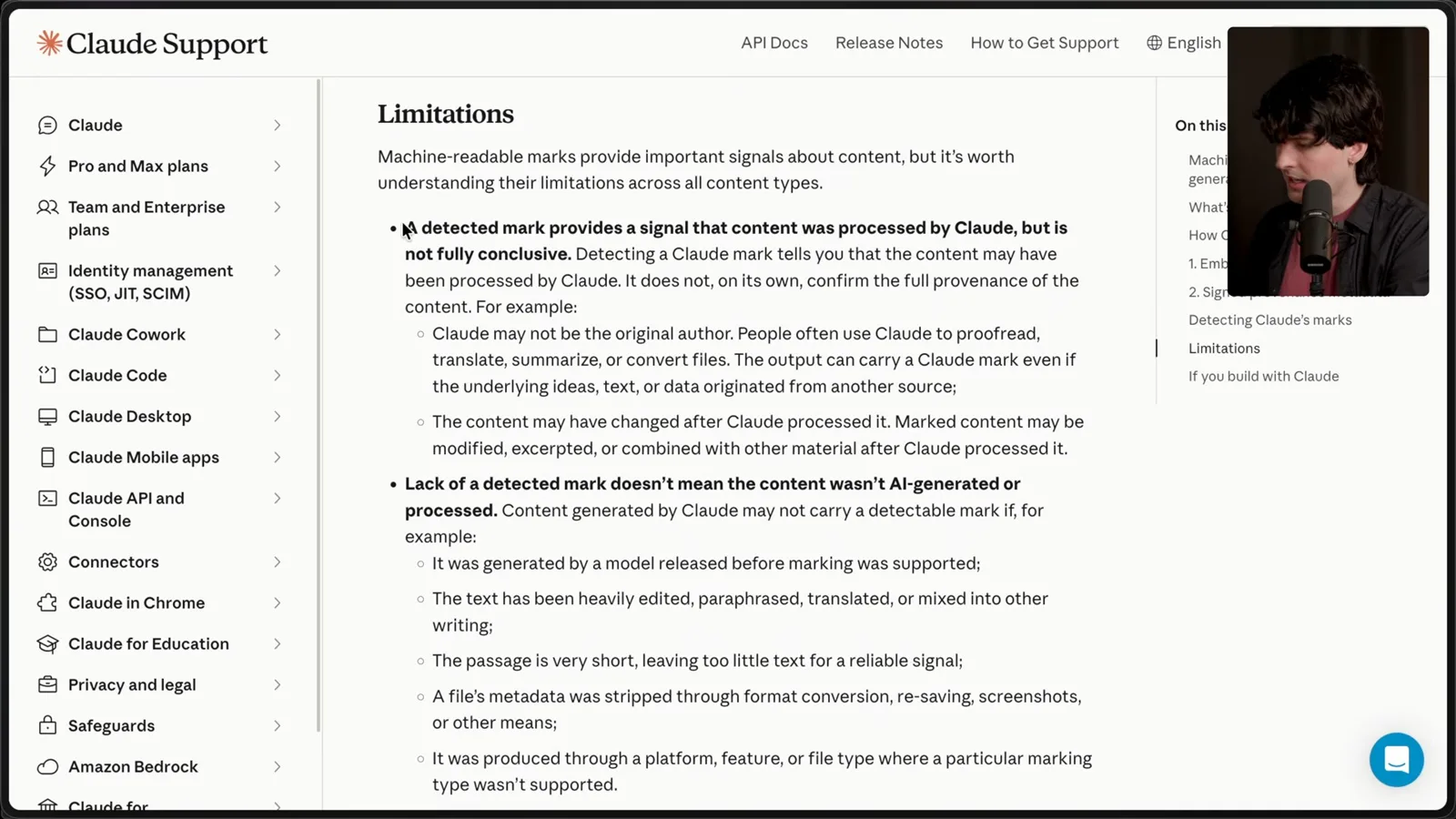 Limitations of a detected mark