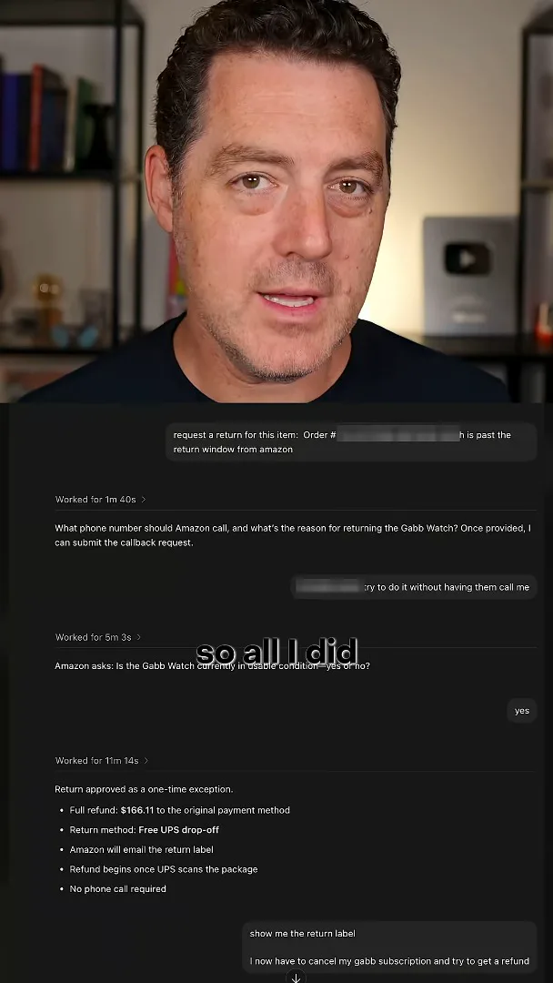 Agent summary of the Amazon return