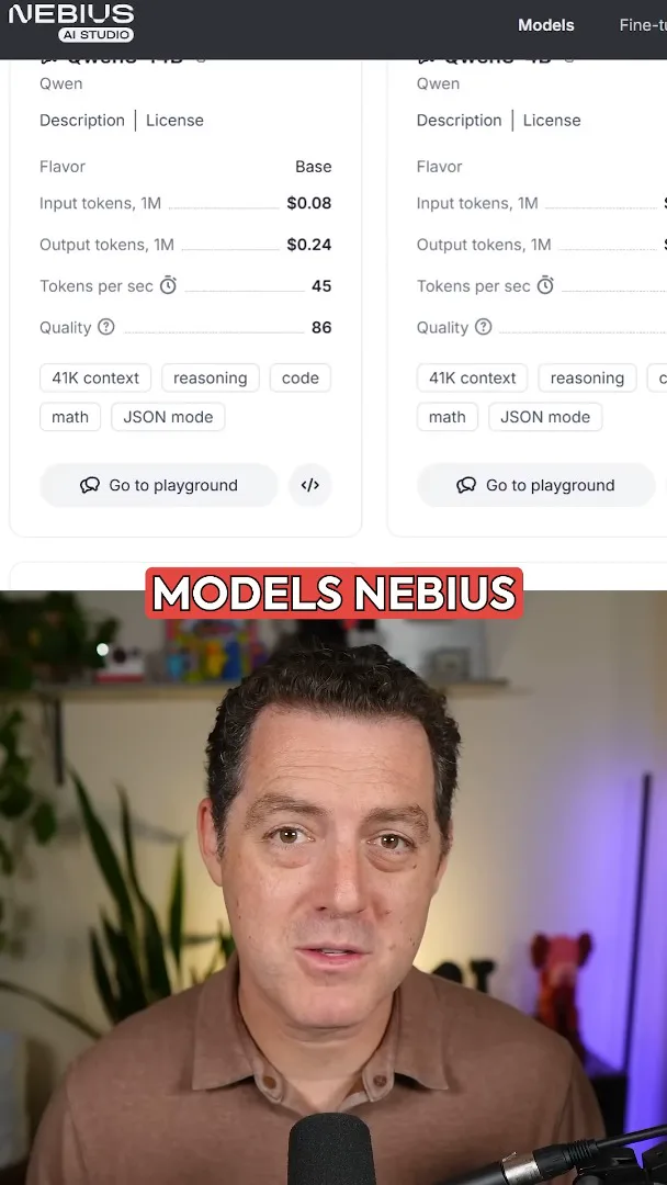 Nebius AI Studio model listing