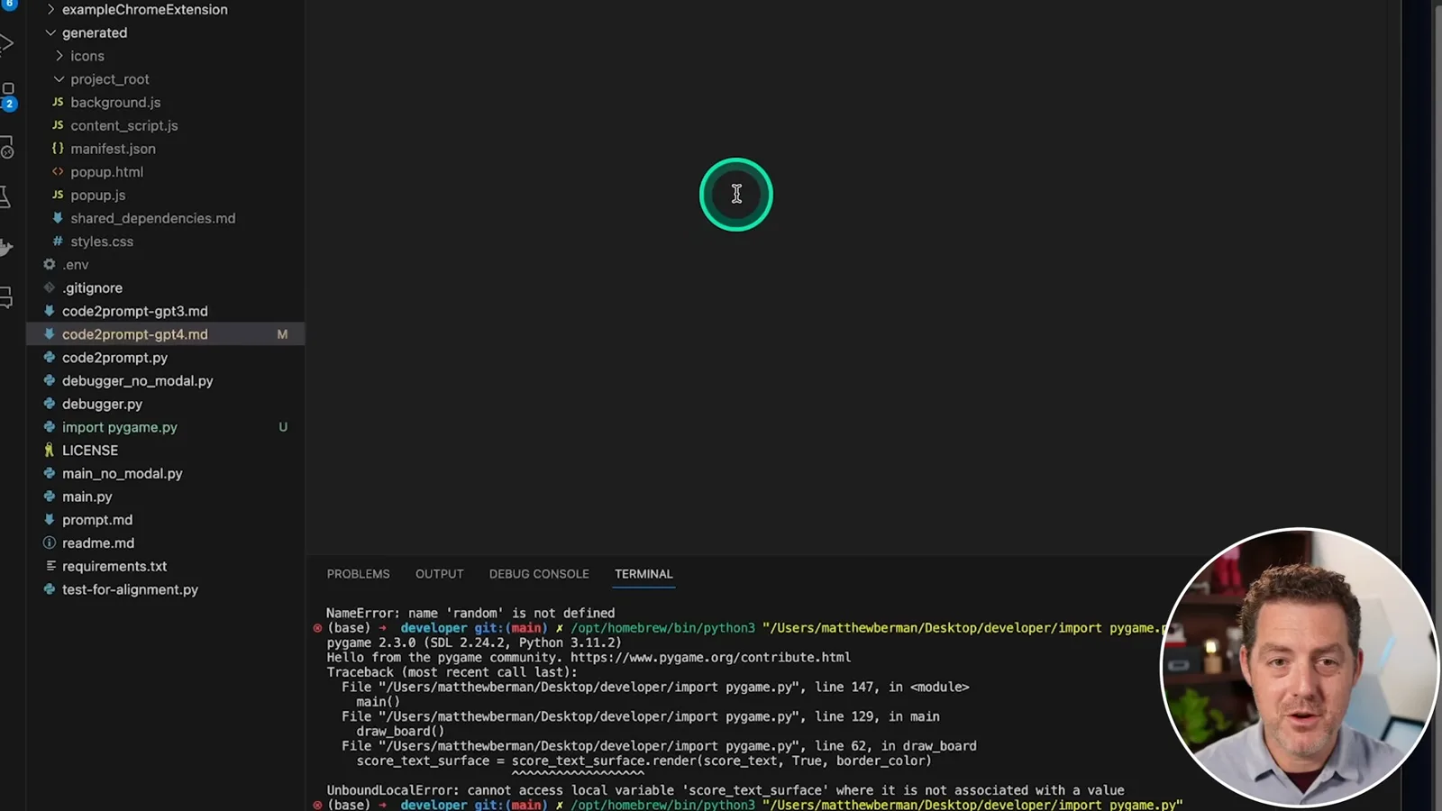Snake code errors