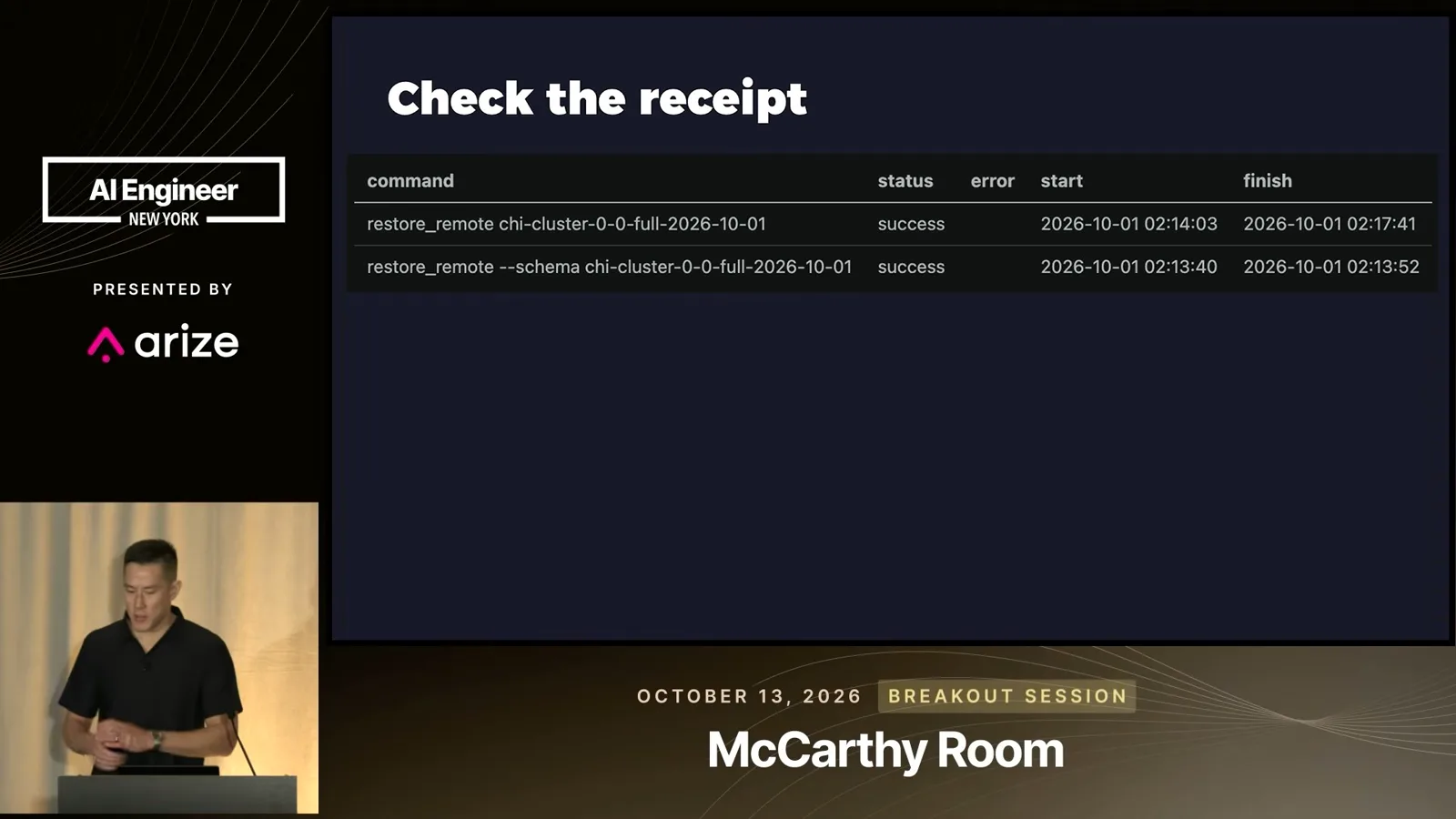 A restore success log