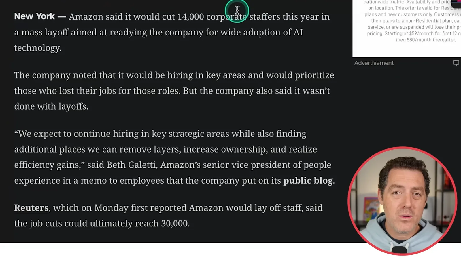 Report on Amazon corporate cuts