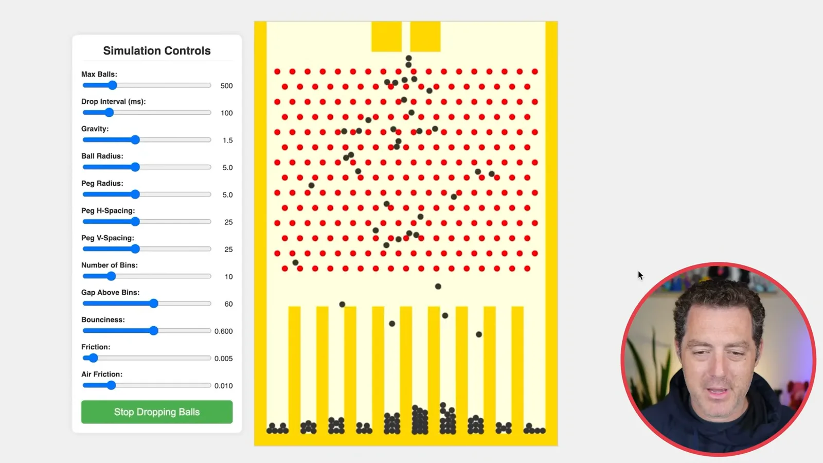 Galton board simulation
