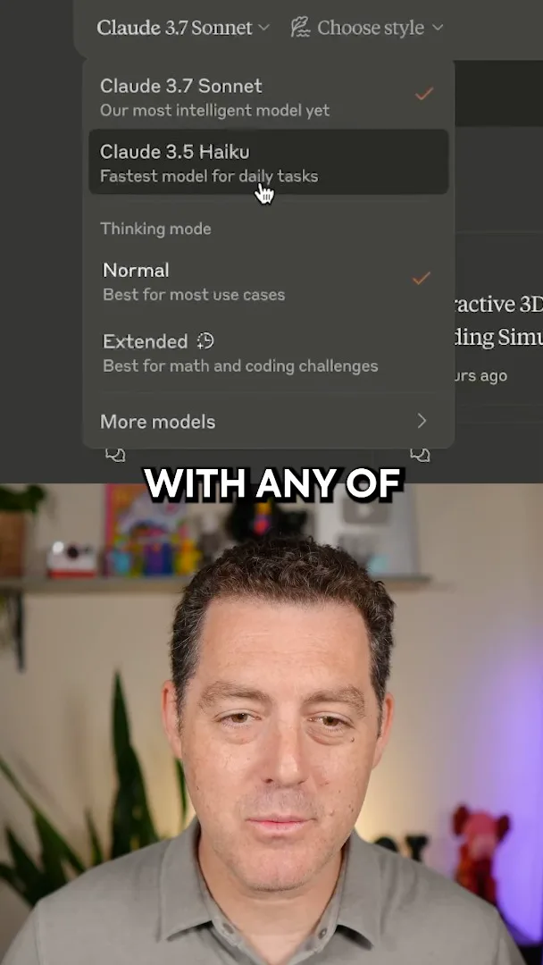 Model and thinking options