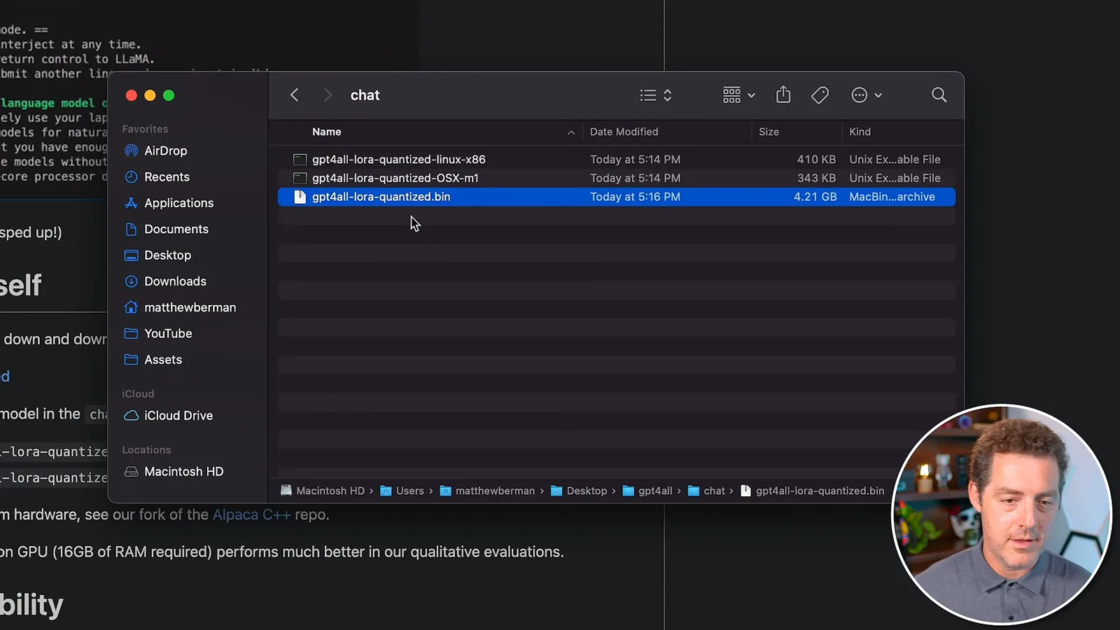 The quantized model in the chat folder