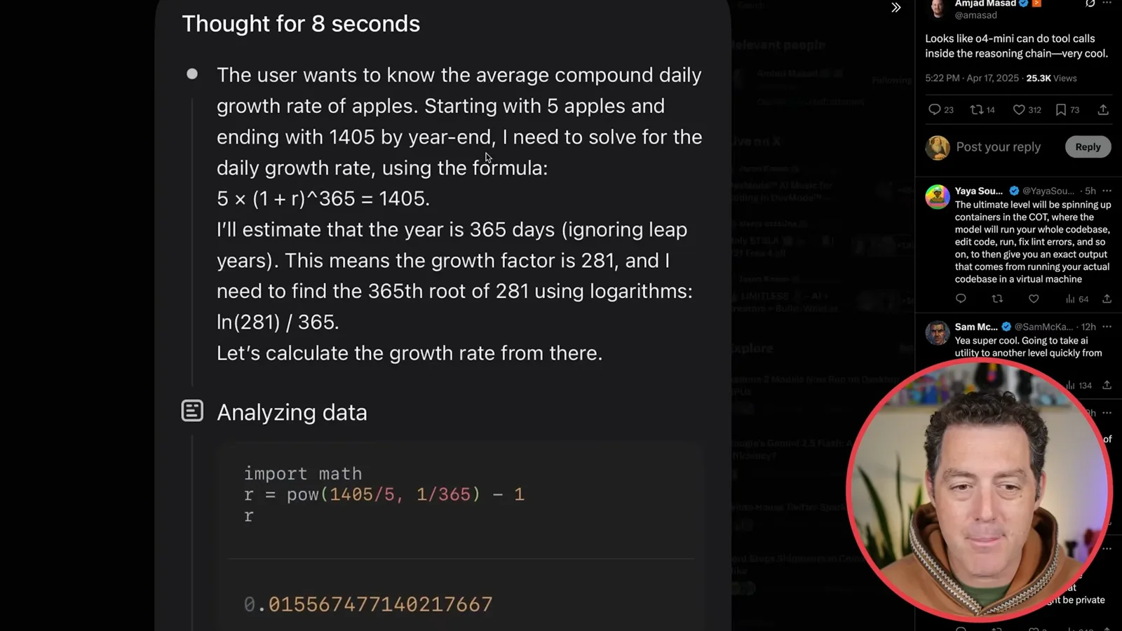Python used for a growth calculation