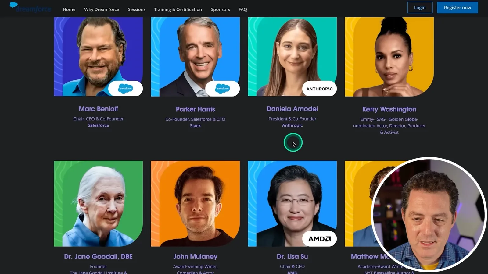 Checking the conference speaker page