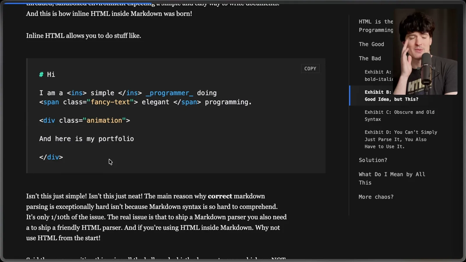 Inline HTML example