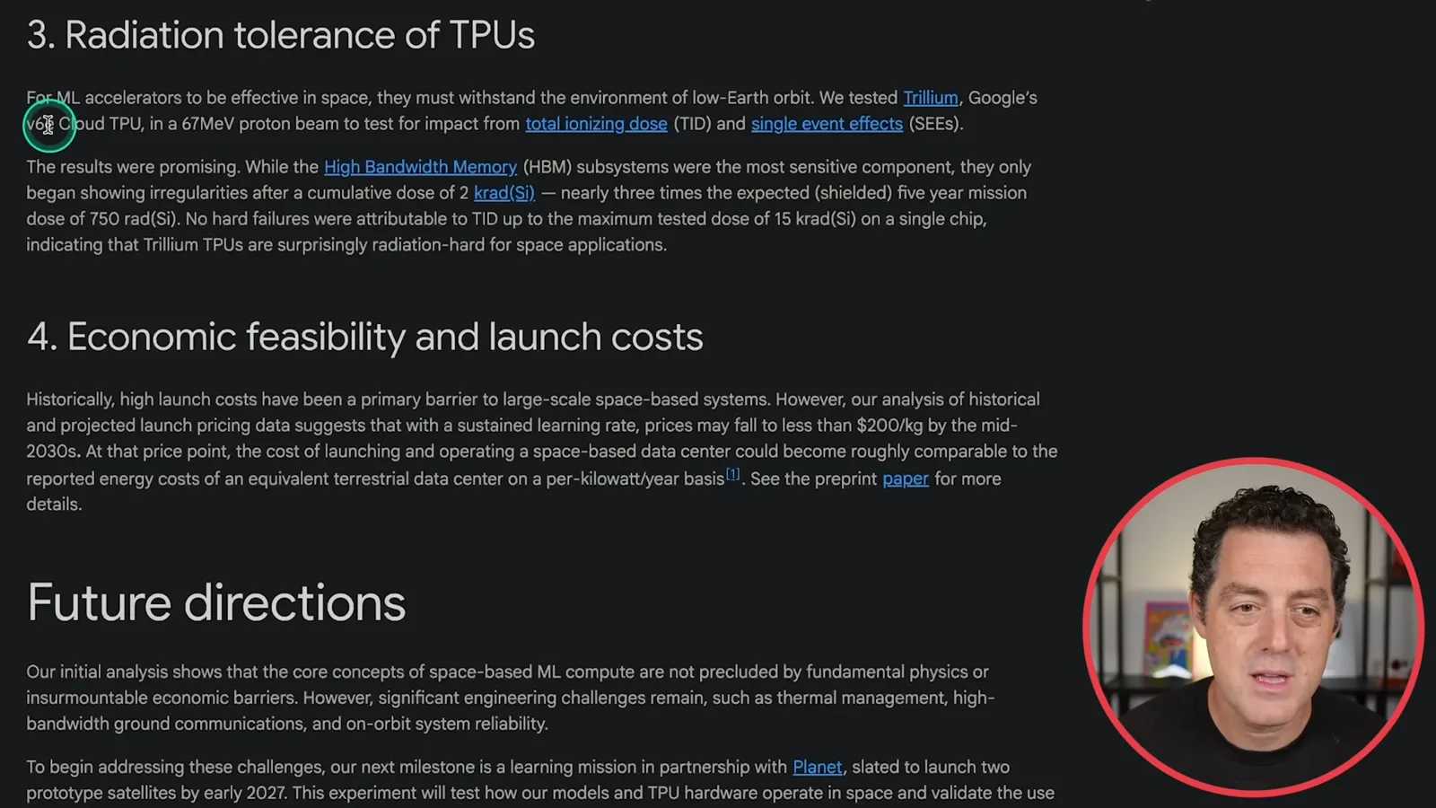 Radiation test and launch cost projections