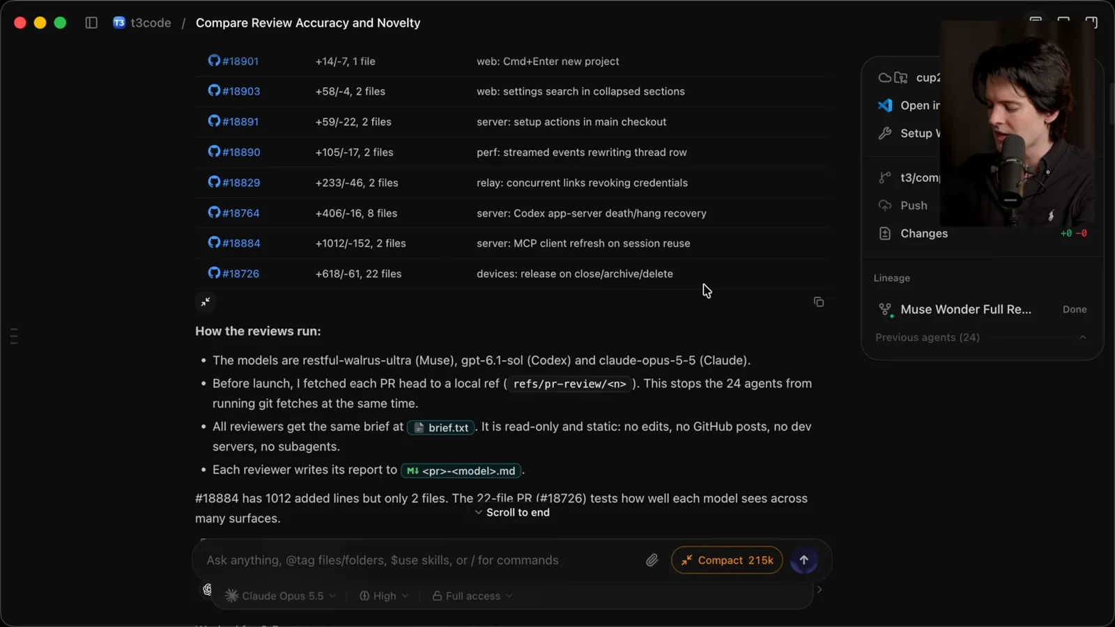 Pull-request review comparison