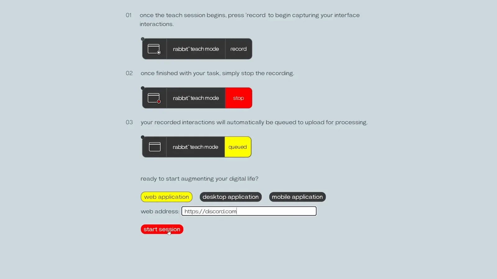 Experimental teach mode