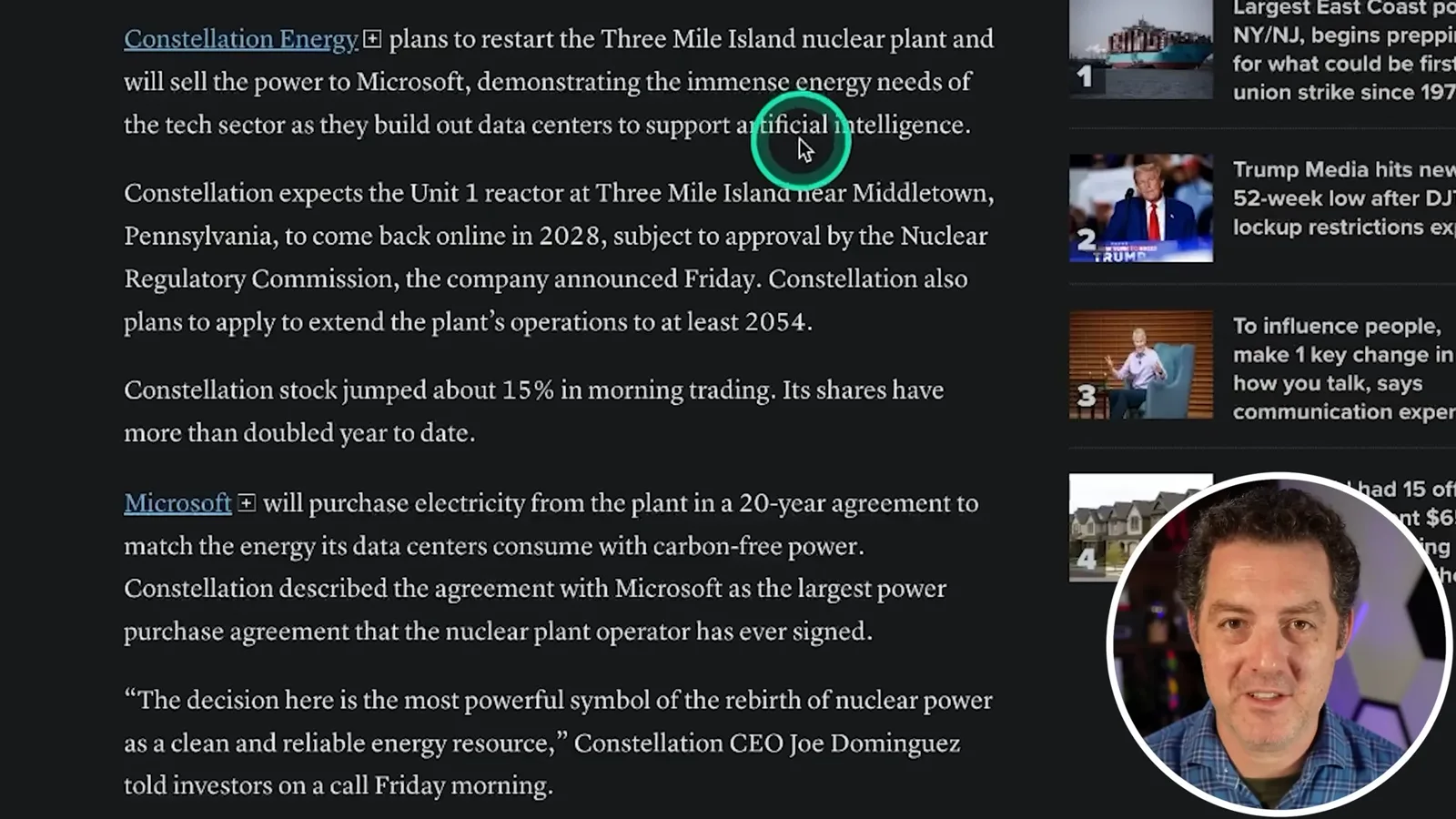 Three Mile Island power agreement