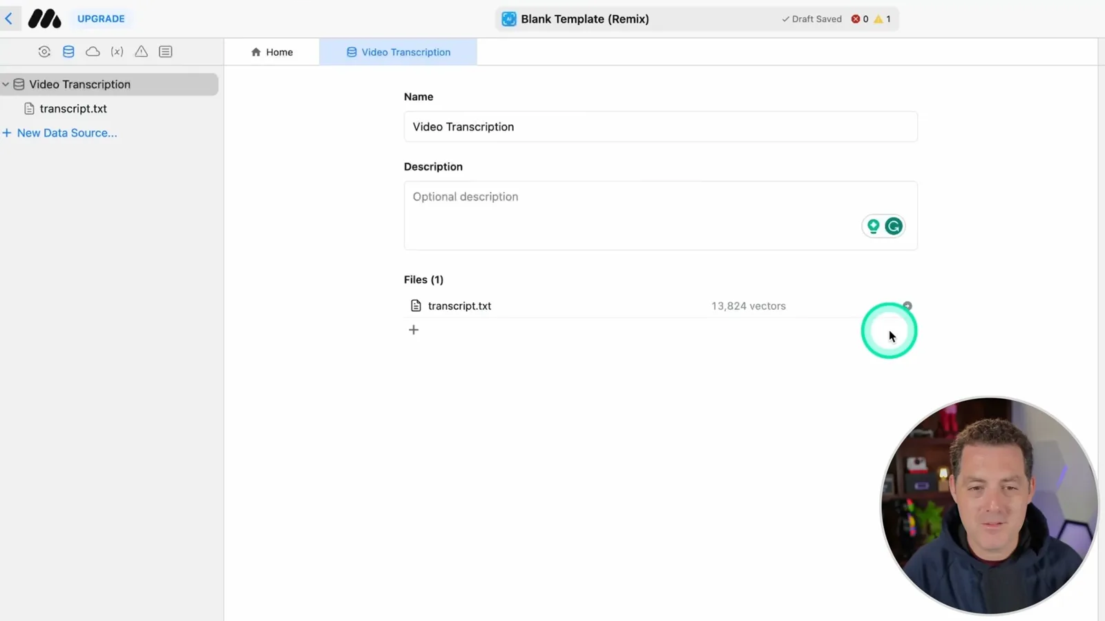 Uploaded transcript data source