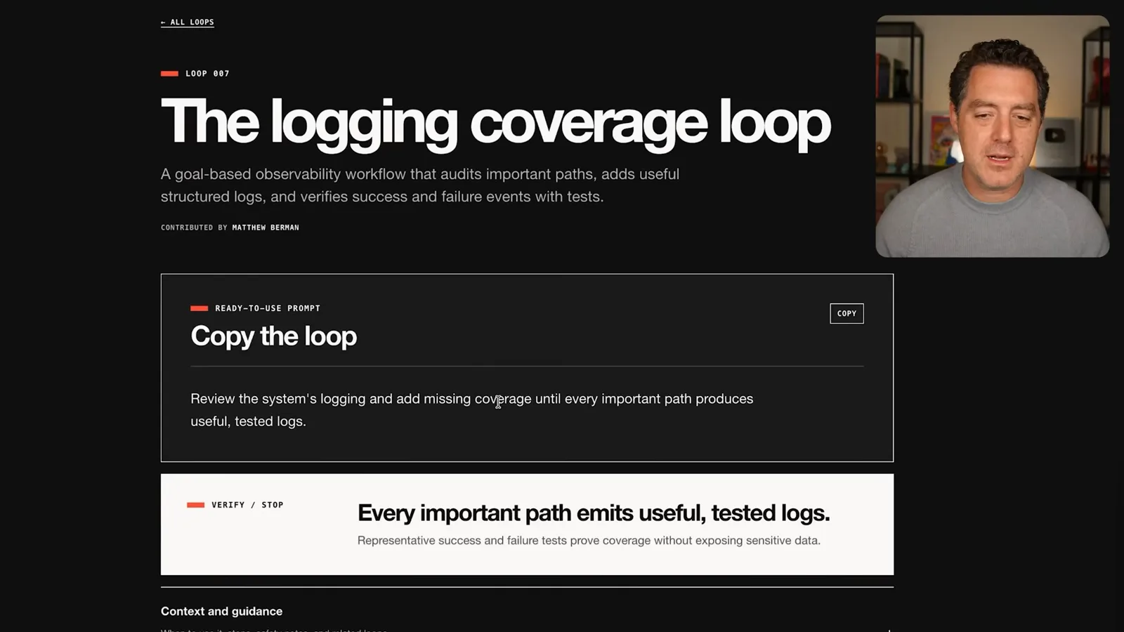 Logging coverage loop