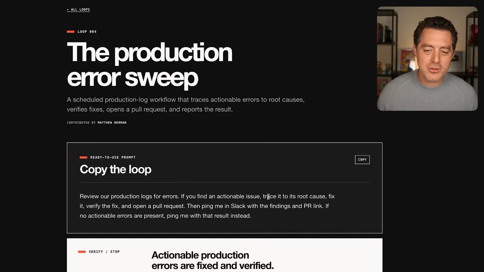 Production error sweep