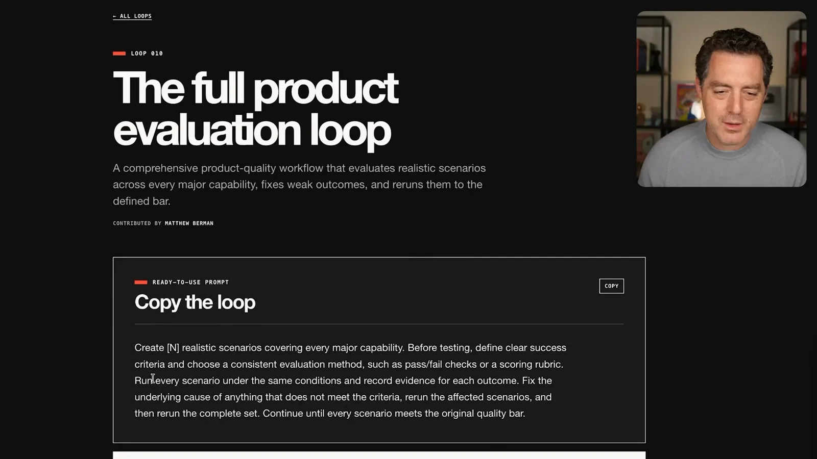 Full product evaluation loop