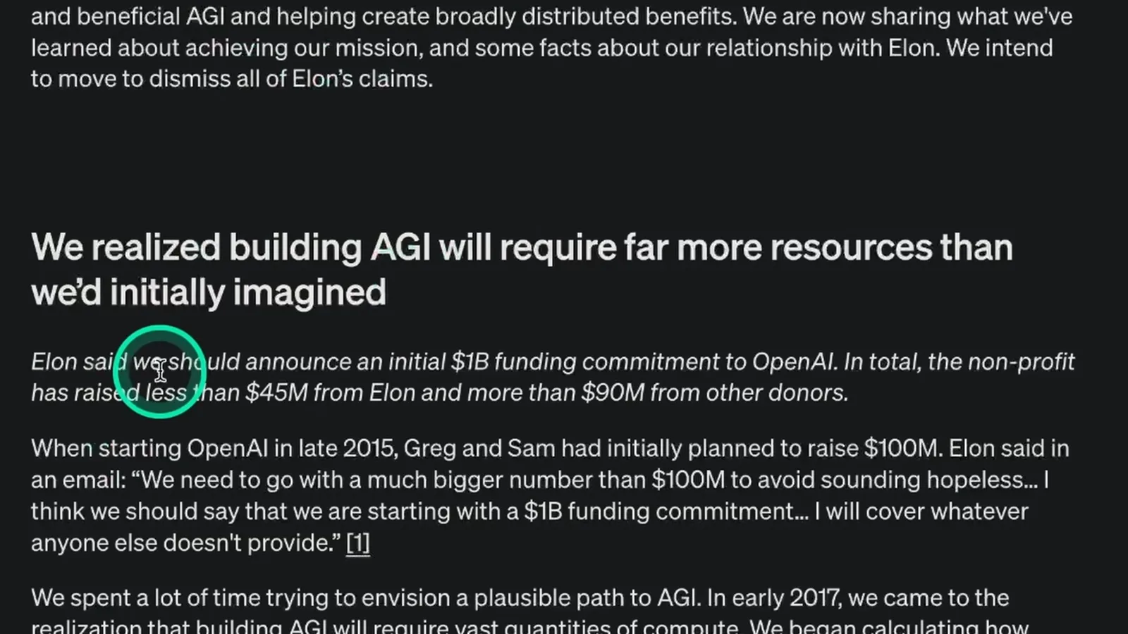 OpenAI’s account of early funding