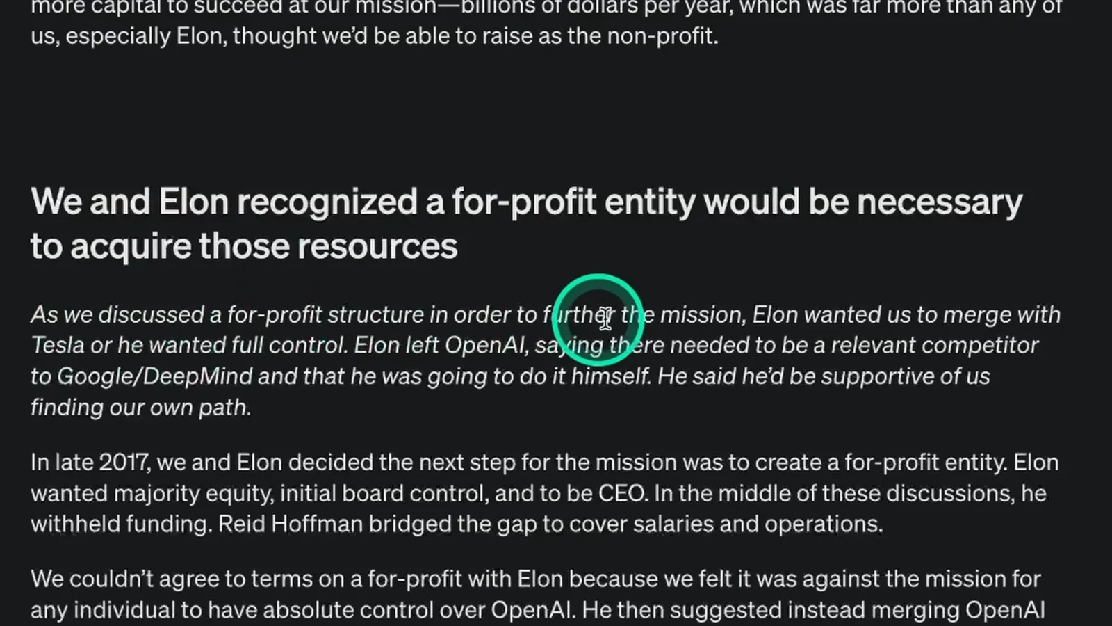 OpenAI’s account of for-profit discussions