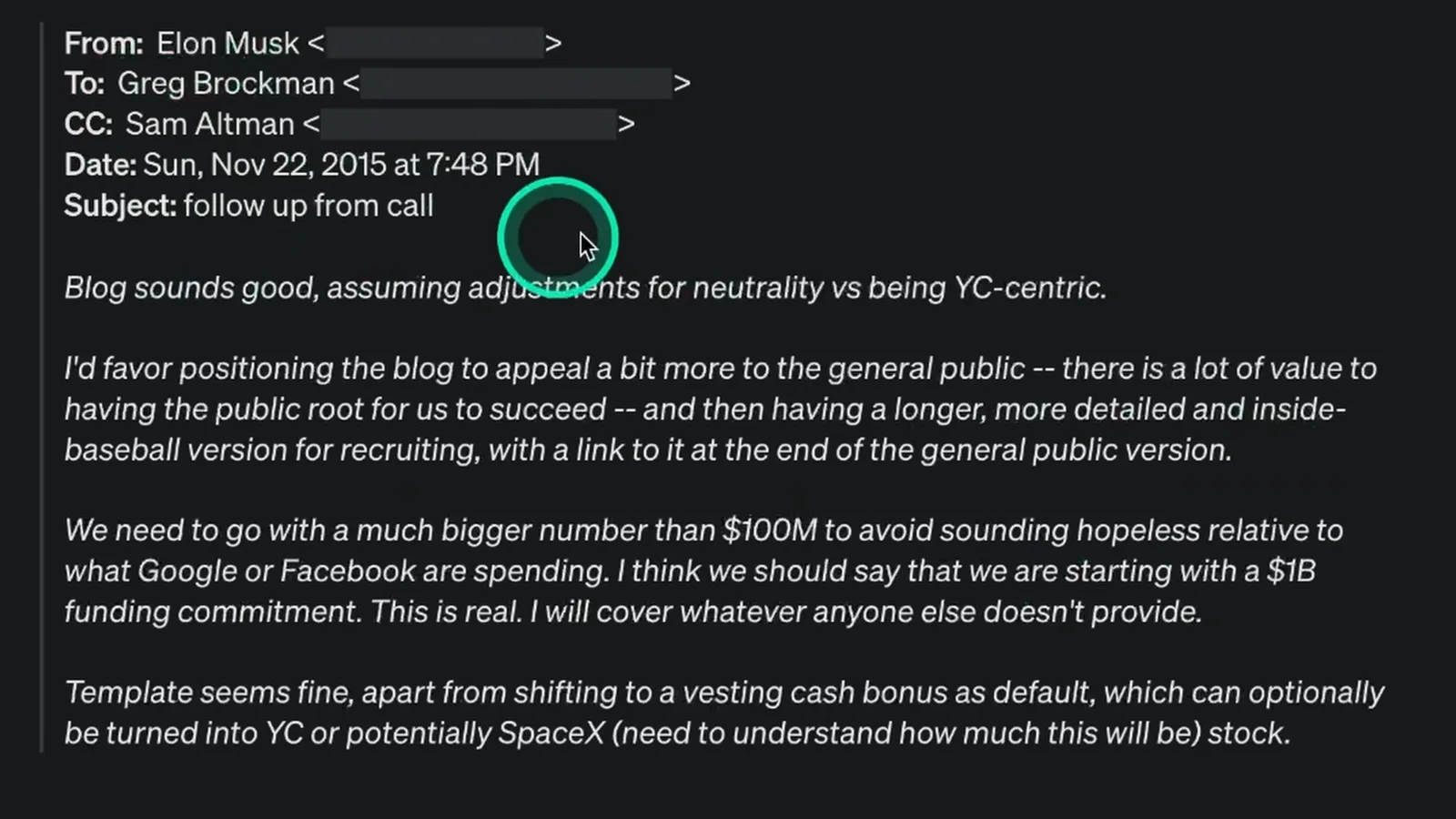 Musk’s 2015 funding email