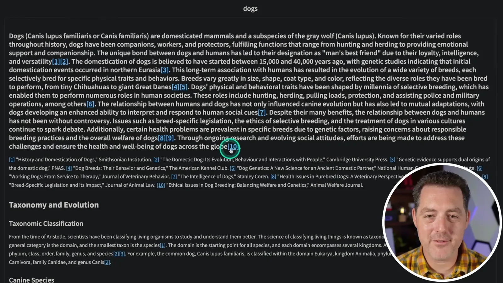 A generated article about dogs