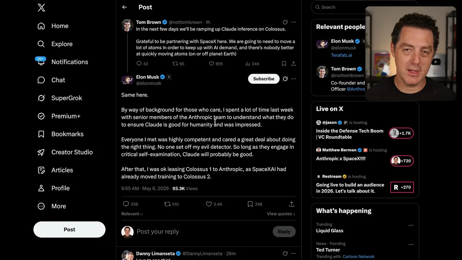 Tom Brown and Elon Musk on the agreement