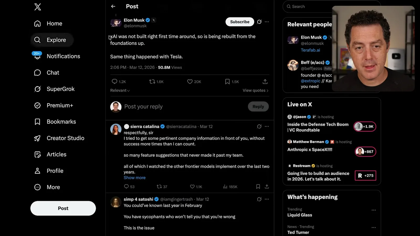 Musk’s comment on rebuilding xAI