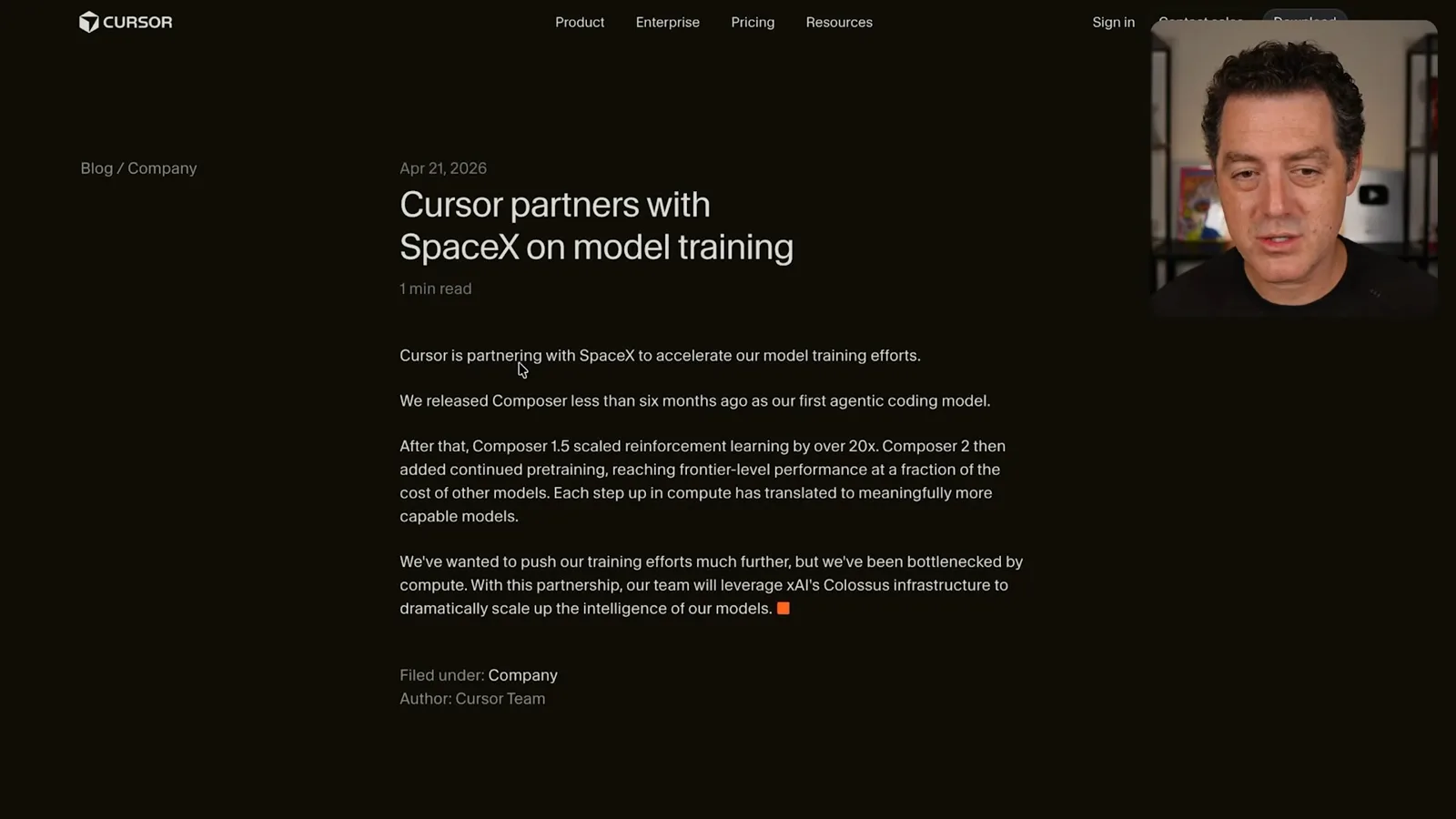 Cursor’s model-training partnership