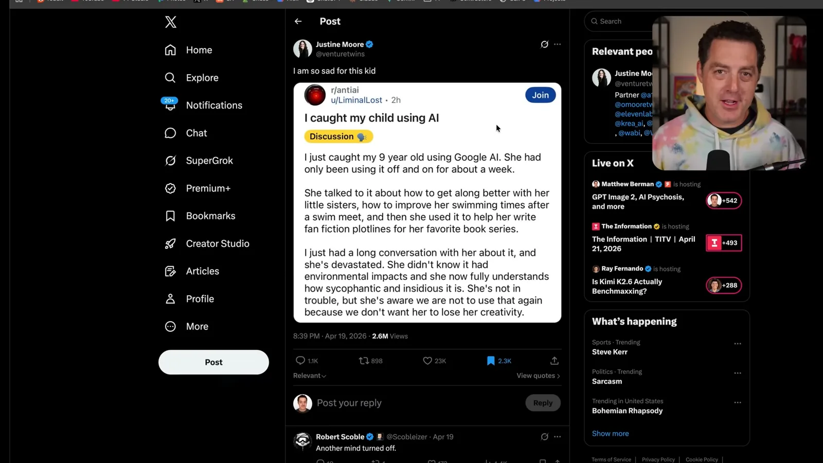 The parent’s post about AI use