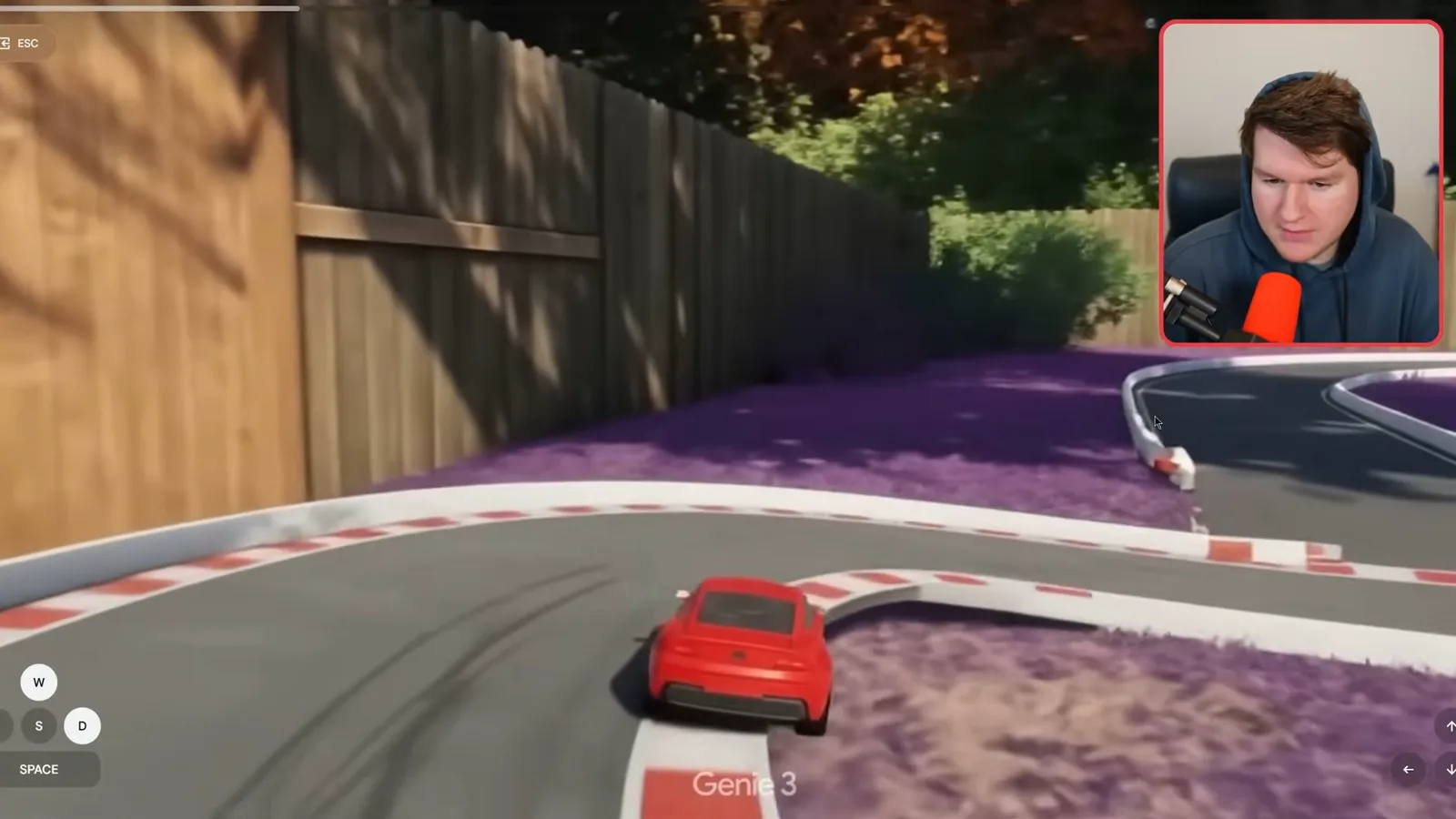 Remixed track with a red car