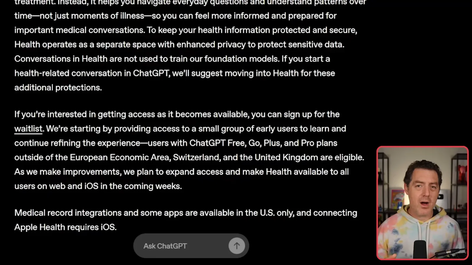 ChatGPT Health rollout and privacy