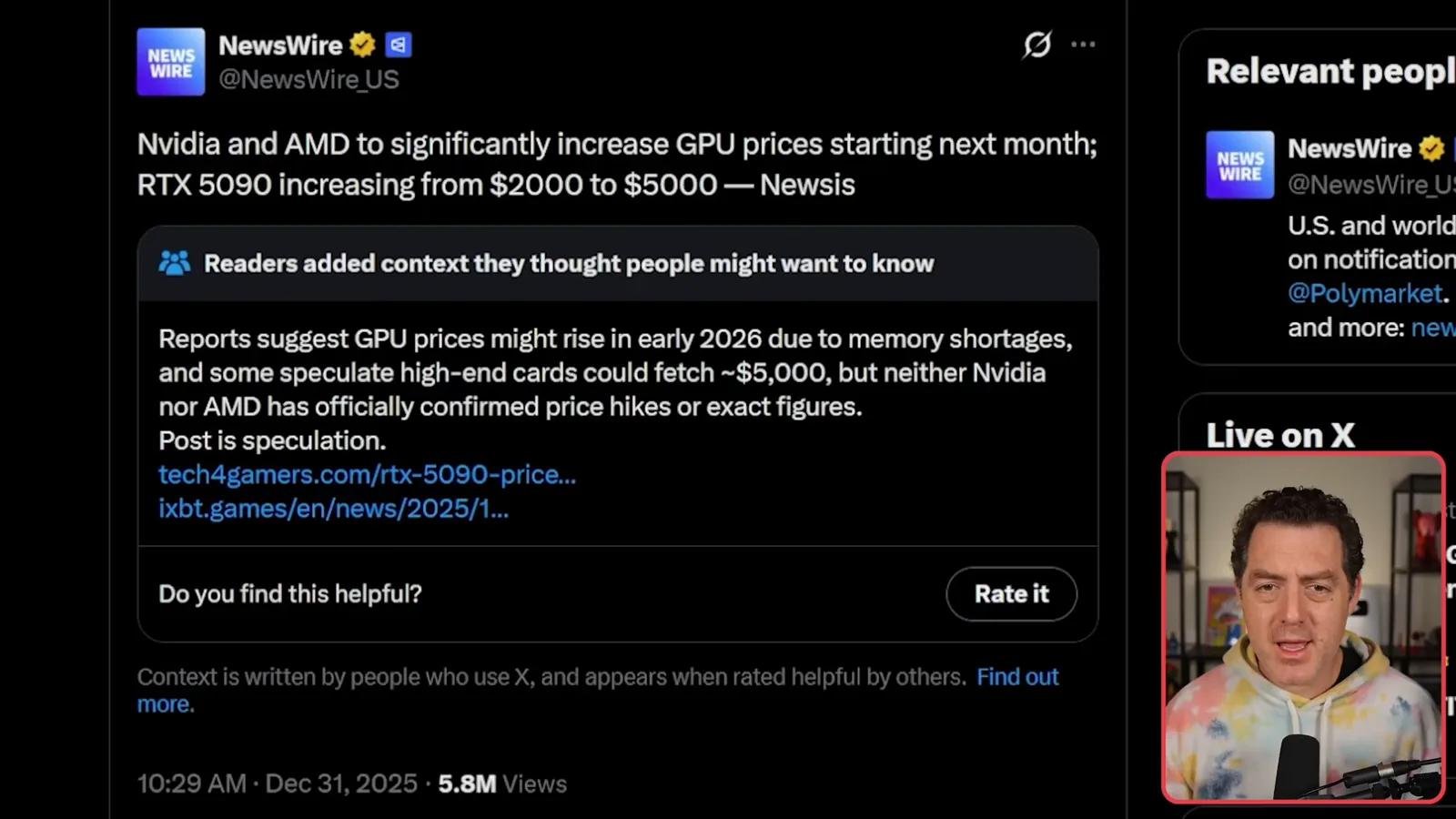 GPU price claim and context