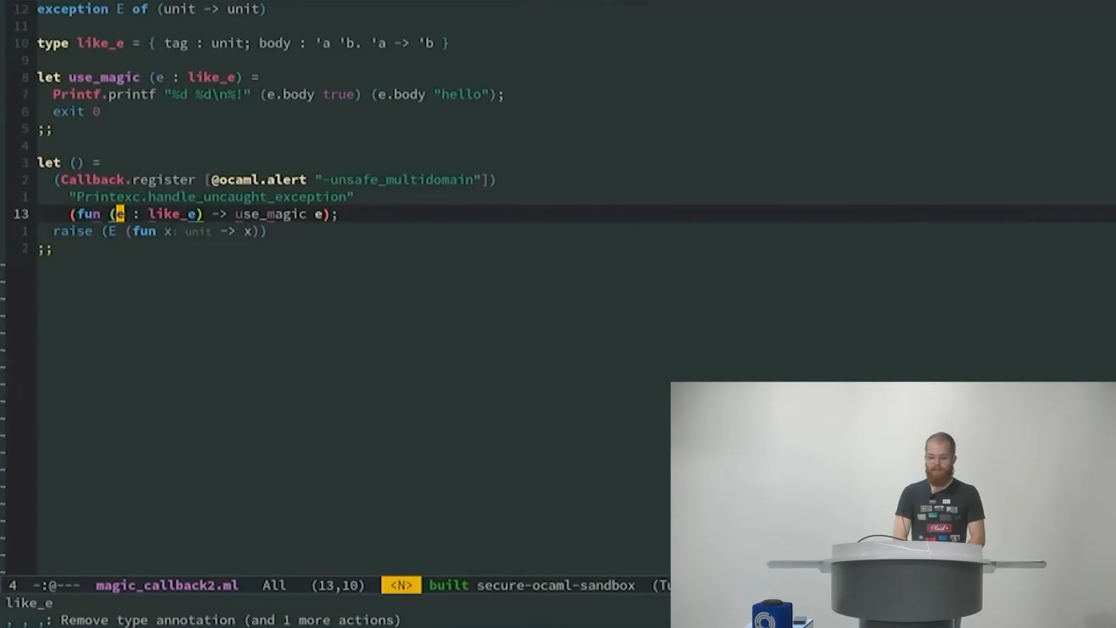 Exception and record representation