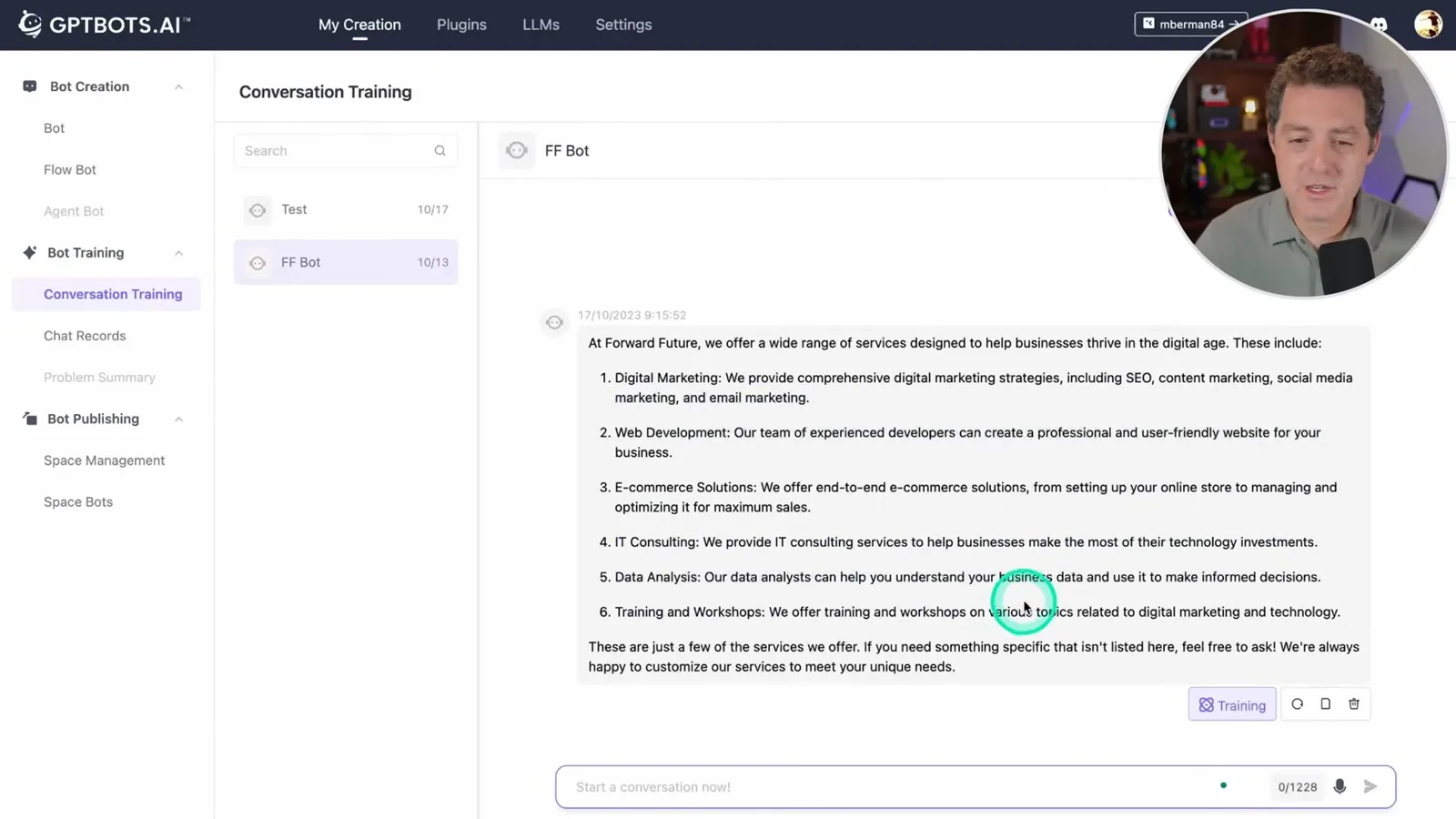 Correcting a chatbot response