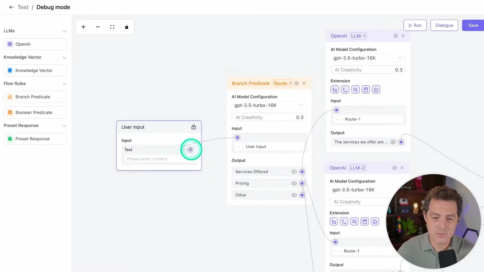 Branching flow editor