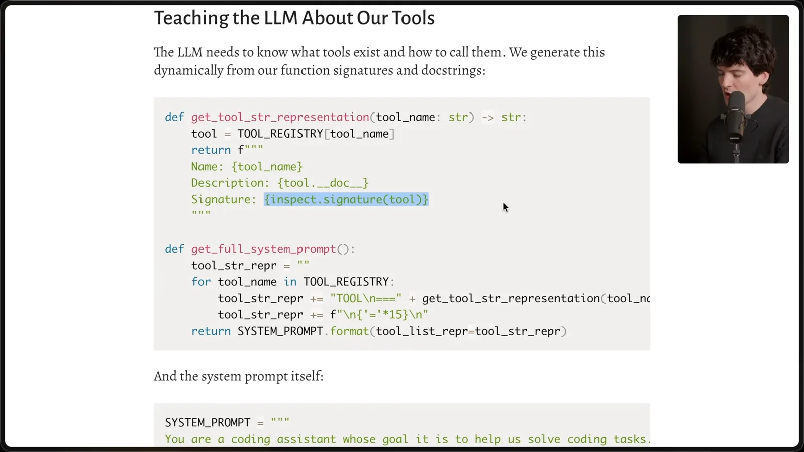 Describing tools to the model