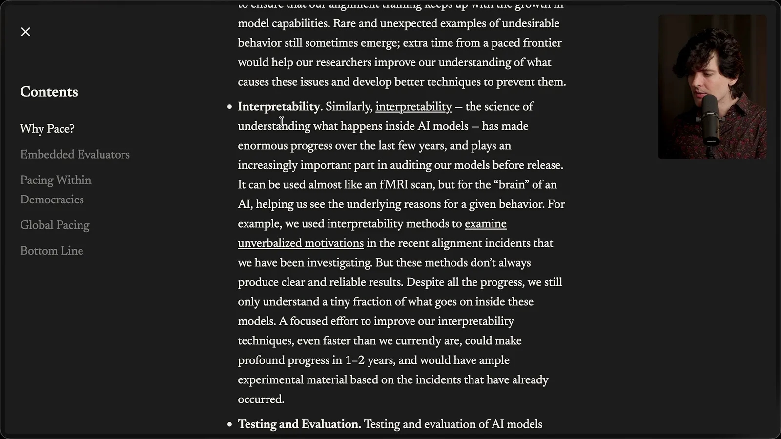 Interpretability in the pacing proposal