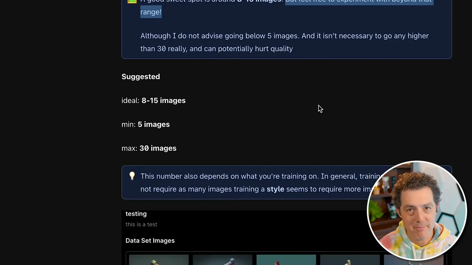 FAQ guidance for dataset size
