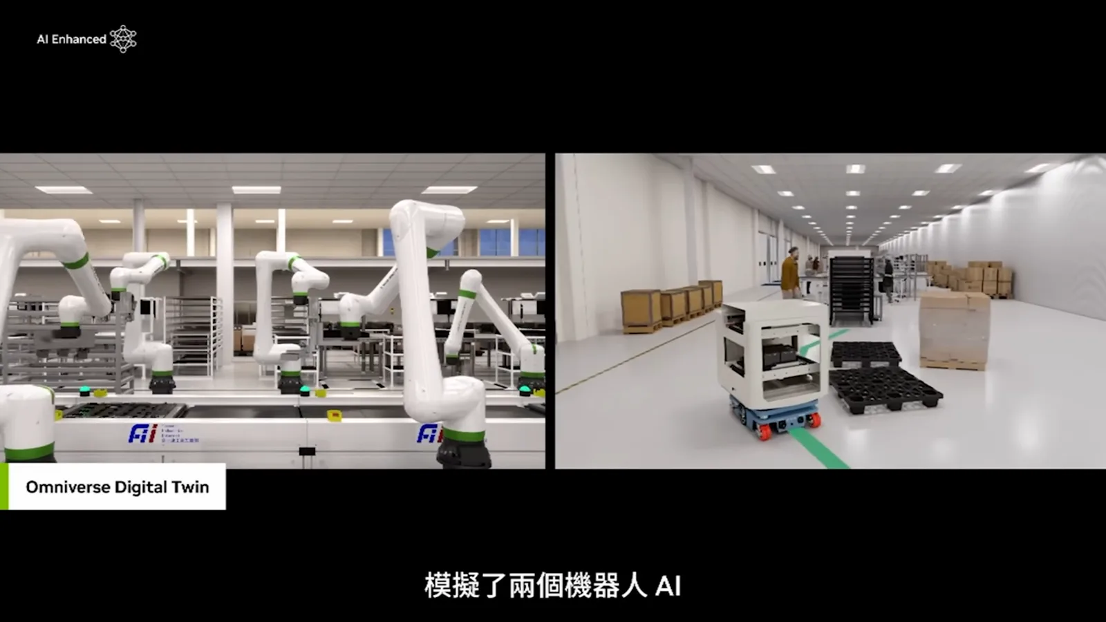 Simulated factory robots