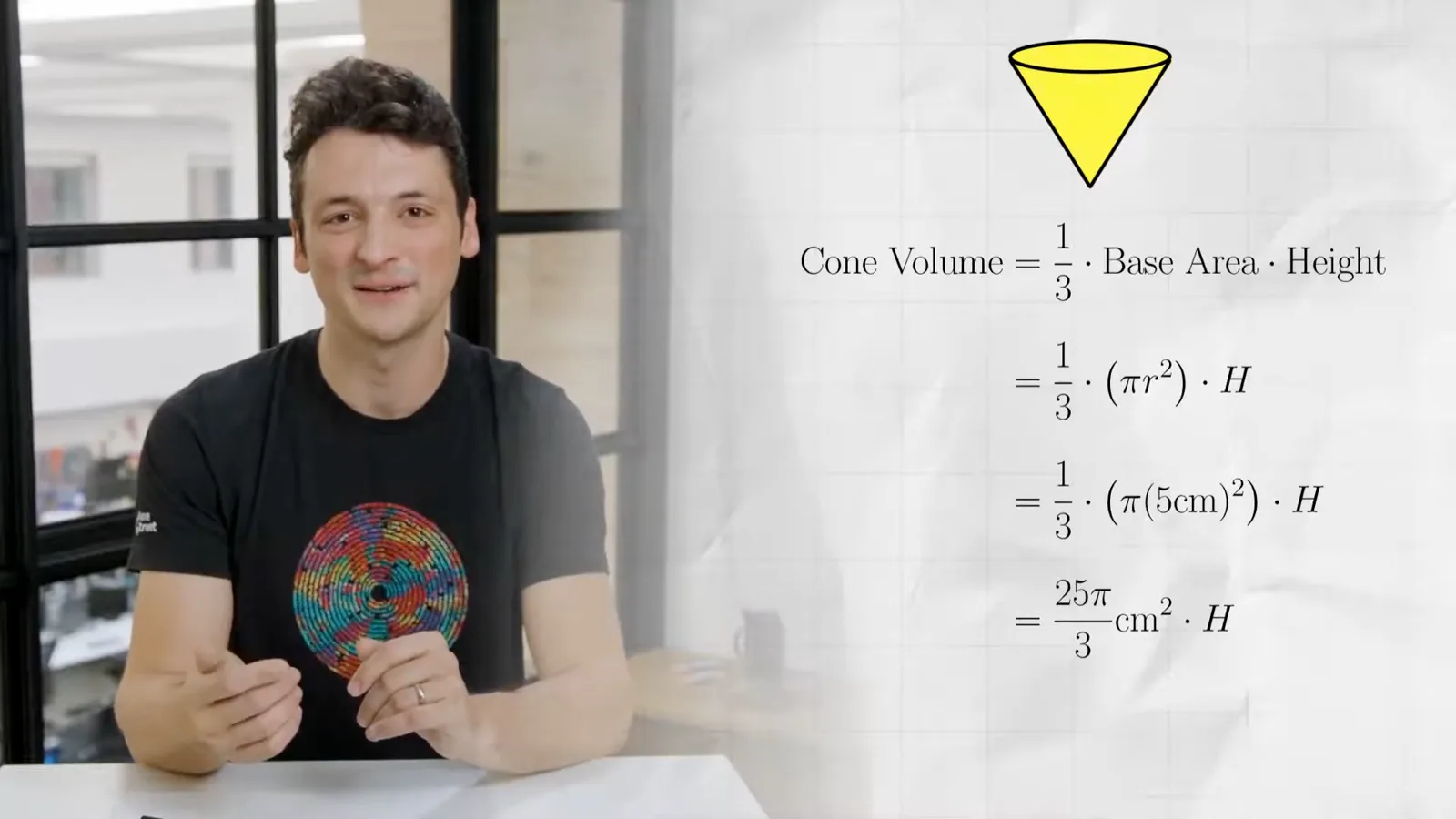 Cone volume with a 5 cm radius