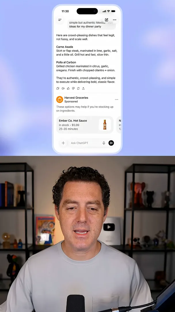 Illustrative ad below a recipe response