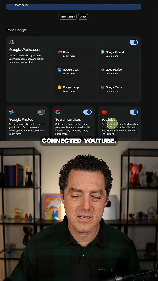 Choosing connected Google apps