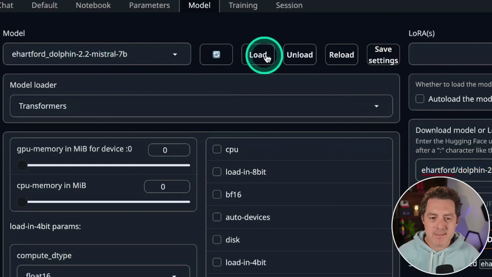Loading Dolphin in text-generation-webui
