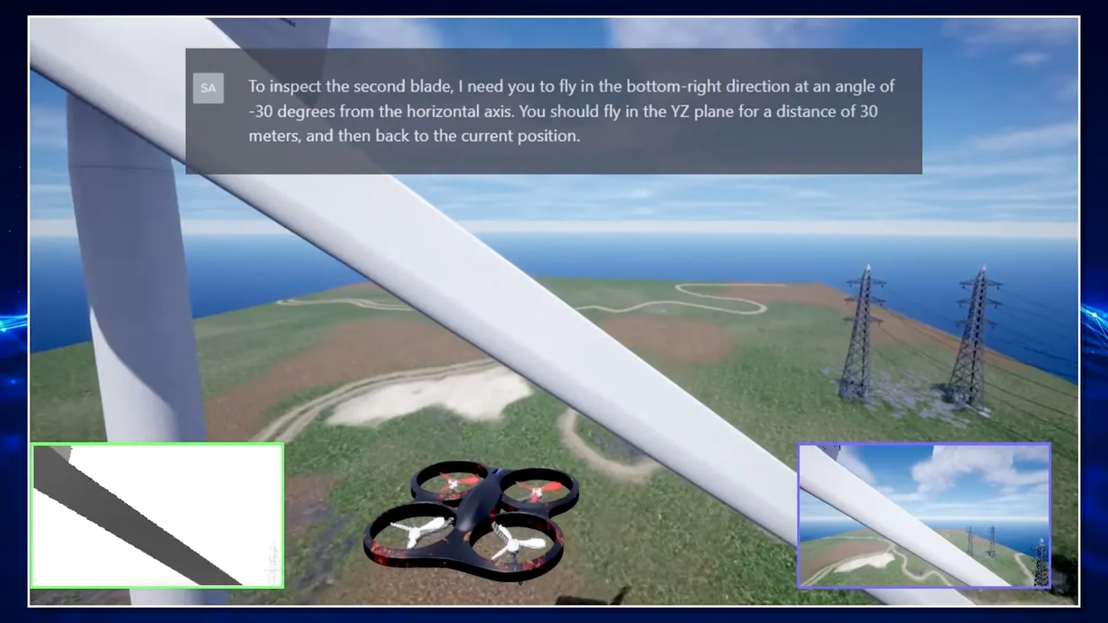 Simulated wind-turbine inspection