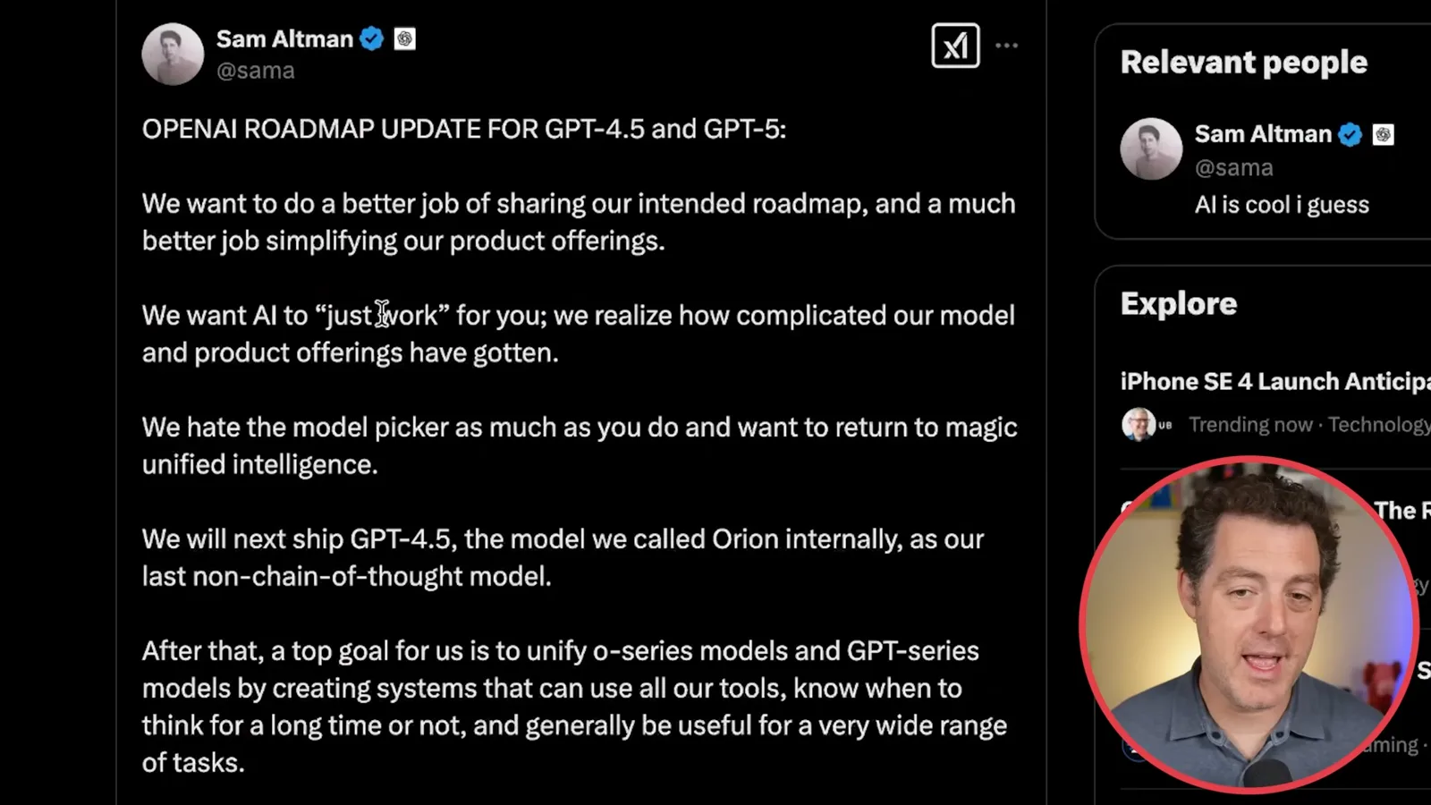 Altman’s GPT-4.5 and GPT-5 roadmap